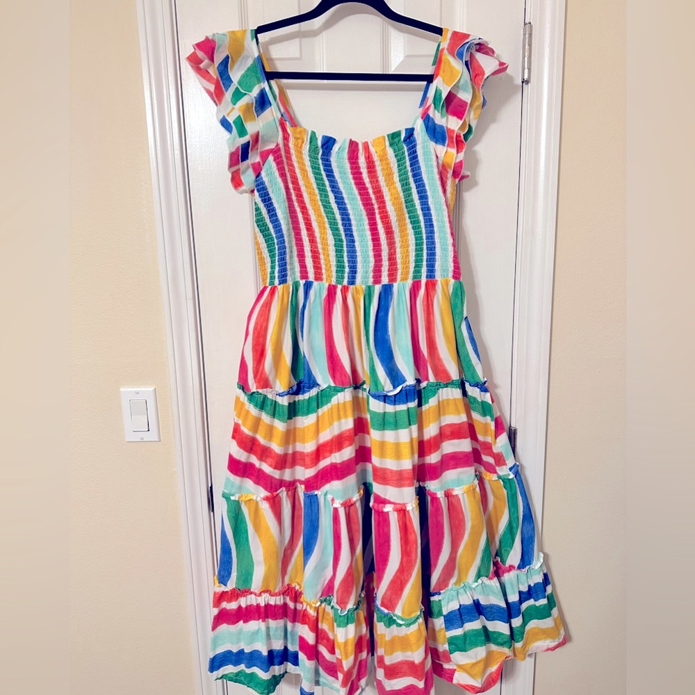 Crown & Ivy Rainbow Ruffle Midi Dress XL